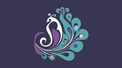 Obraz premium Peacock design, stylized art, dark background