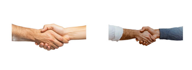 Two diverse business handshake agreements. Partnership concept. cut out transparent