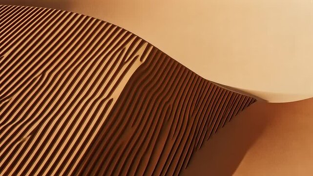 Curving, textured wall with parallel lines, creating an abstract and modern design