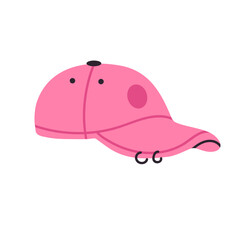 Fototapeta premium Pink cap with short brim and ear flaps, ideal for outdoor activity or cool weather