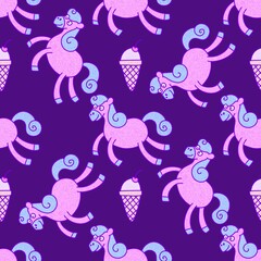 Obraz premium Christmas animals seamless horse pattern for wrapping paper and fabrics