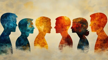 Individuals are engaging with one another, exchanging their thoughts and ideas via speech bubbles, symbolizing communication, the exchange of perspectives, and collaboration