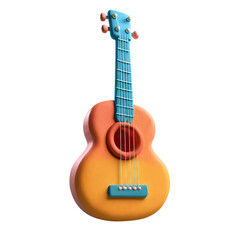 Fototapeta premium Colorful Cartoon Ukulele with Unique Design and Bright Colors, isolated on transparent background