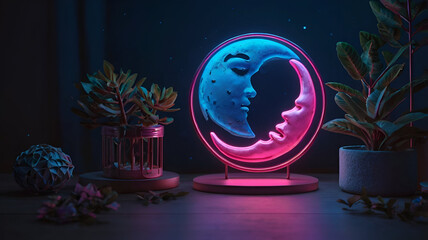 abstract background with moon and stars