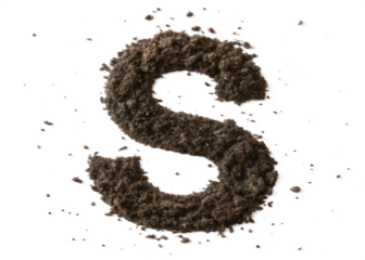 Dirt, alphabet letter S, soil isolated on white background
