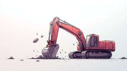 On a white background, heavy duty machinery is positioned for site cleanup activities