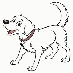 Cartoon Dog With Collar Illustration Happy Canine Companion Vector Art Pet Character