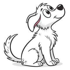 Cute Cartoon Dog Sitting And Looking Upward Full Of Hope