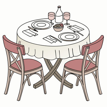 restaurant table setting with two chairs clip art preview