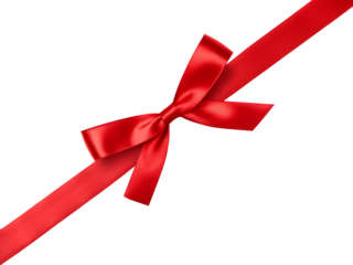 red ribbon bow isolated on white or transparent png