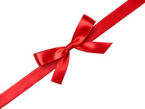 red ribbon bow isolated on white or transparent png