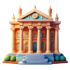 Colorful Architectural Structure with Columns and Decorative Elements, isolated on transparent background