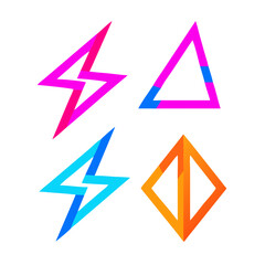 Geometric Shapes Vivid Colors On Black Background Minimalist Style Design Elements