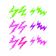 Abstract Lightning Bolts Vector Illustration In Green Purple And Pink Hues On Black