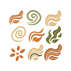 Earth Tone Organic Shapes And Motifs Decorative Design Elements Vector Illustration