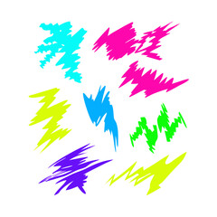 Vibrant Colorful Brush Strokes Abstract Shapes On Black Background Graphic Art