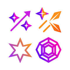 Abstract Shape Collection Featuring Star And Geometric Designs On Black Background