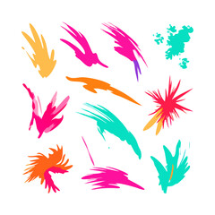 Bright Colorful Vector Brush Stroke Set Isolated On A Black Background Illustration