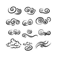 Decorative Hand Drawn Clouds Illustration Elements For Creative Design Projects And Backgrounds