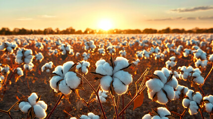 Cotton Field At Sunset