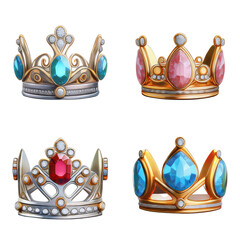 Elegant Crown Collection with Jewels in Various Styles and Colors