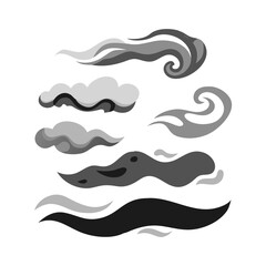 Stylized Smoke Clouds And Waves Vector Graphic Illustration On Black Background
