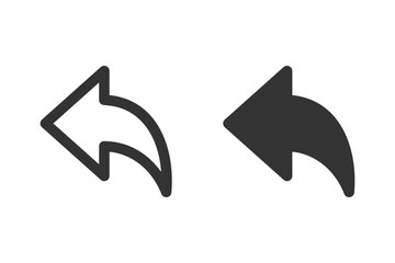 Curved back arrow icon set. Suitable for web design, user interface elements, and various graphic design projects. Symbol of return, undo, previous, and direction