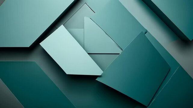 Abstract teal geometric background with overlapping squares and triangles