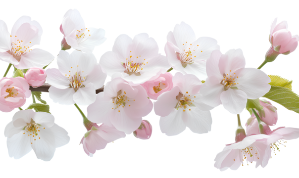  Cherry Blossom PNG, Flower PPT Backgrounds, cherry blossom flowers isolated on a transparent background in white and pink colors, pastel colors, PNG cutout.