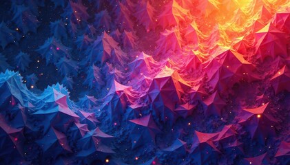 Intricate tessellated geometric shapes in vibrant hues, geometric design, visual