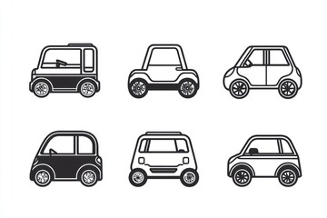 Naklejka premium Six car icons; side view; white background; design element