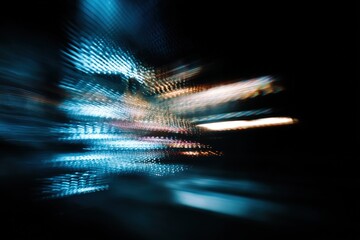 Colorful abstract light streaks on a dark background.