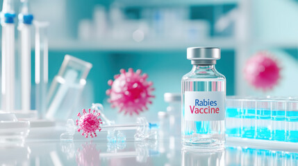 Rabies vaccine concept in a clinical laboratory setting with medical equipment