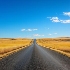 Naklejka premium Endless Road Through Golden Fields