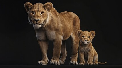 Obraz premium mother lion cub lion