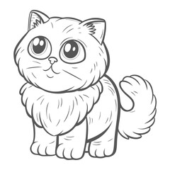 Cute British Shorthair Cat Cartoon Outline