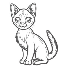 Cute Abyssinian Cat Line Art Illustration