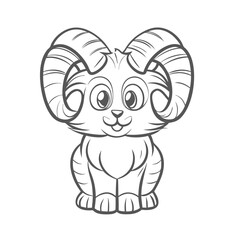 Cute American Curl Cat Cartoon Outline Illustration