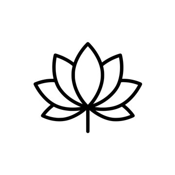 Lotus flower line icon vector on white background SVG.