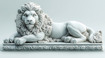 Marble Lion Statue High Resolution Photo Reclining Sculpture Fine Details Museum Quality Art Piece