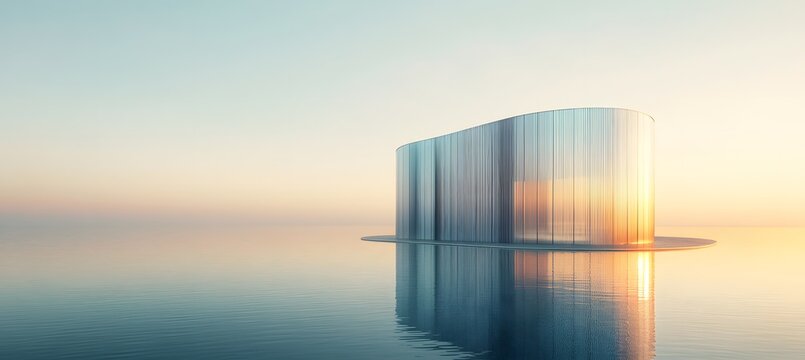 3d illustration of abstract minimal architecture background, geometric architectural with chrome or metallic curve design, Car presentation,

