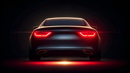 83. Car Rear View with Red Lights on Dark Banner