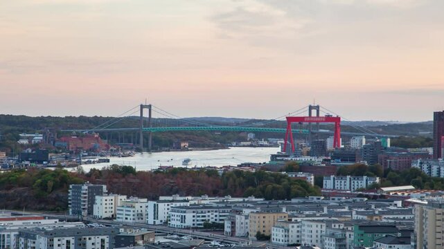 Gothenburg Cityscape Timelapse Featuring Sunset Views and Floating Cruises