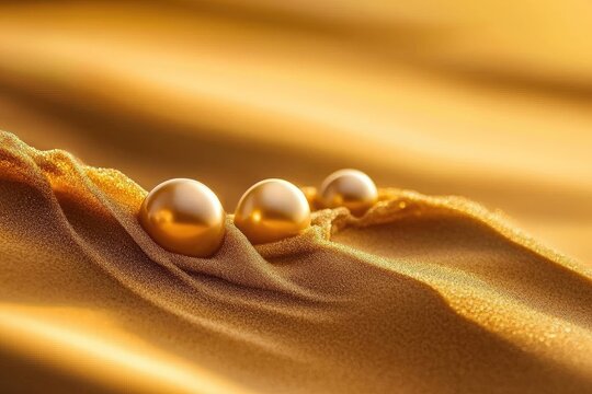 Golden orbs nestled in a warm, flowing desert landscape