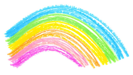 Fototapeta premium Photo grunge hand drawn colorful scribble wax pastel, rainbow crayon isolated on white, clipping path.PNG