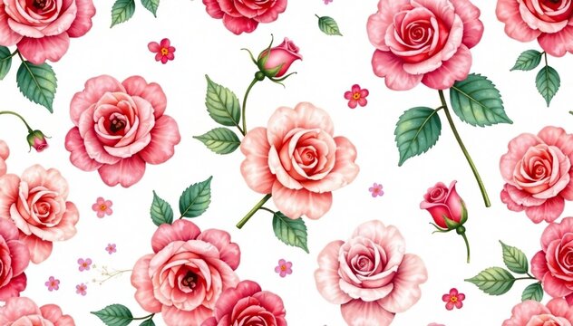 Delicate watercolor roses, seamless repeat pattern, art, spring, rose pattern