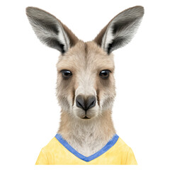 Fototapeta premium Realistic Illustration of a Kangaroo Wearing a Sports Jersey with Bright Colors on a Transparent Background, isolated on transparent background.
