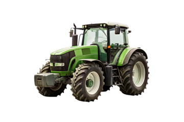 Agricultural green tractor on transparent background. PNG