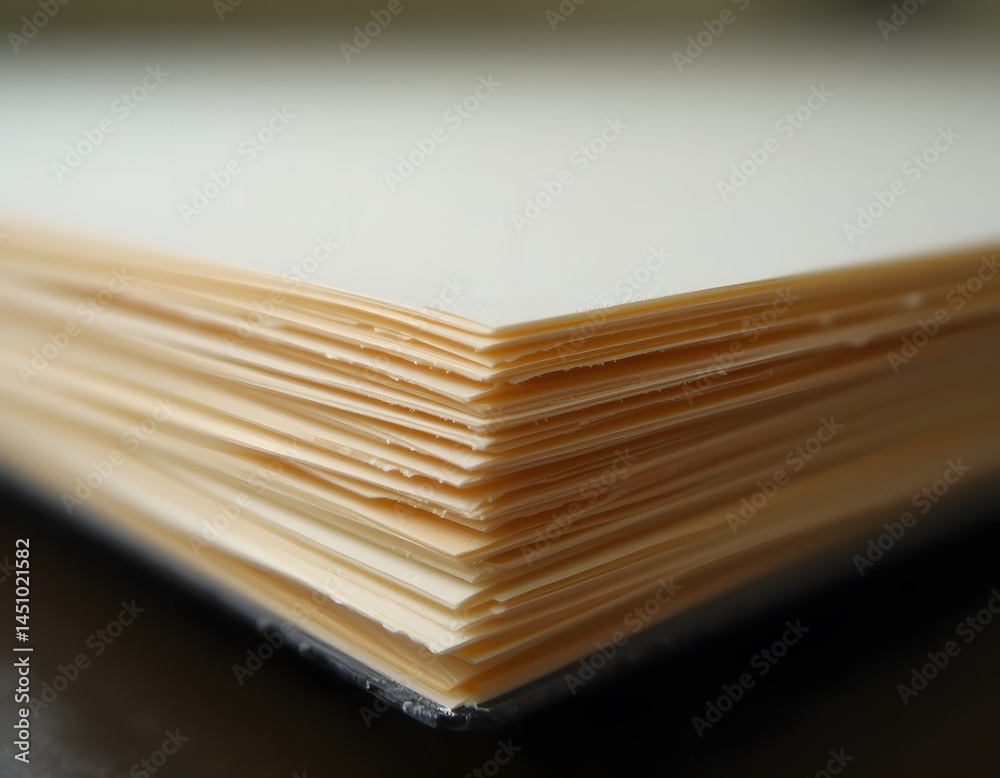 Poster paper edge macro, detailed layers revealed, texture close-up, showing fiber structure. material deta