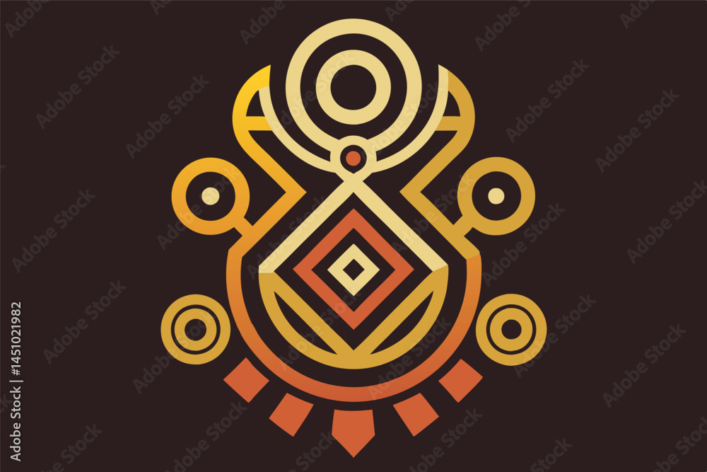 Poster bold vector illustration featuring intricate geometric patterns and shapes with rich colors, ideal f